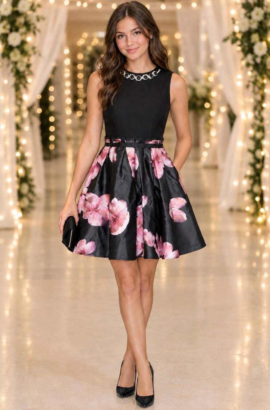 Leaf Fly x Stylewe Floral Fit & Flare Mini Dress Small